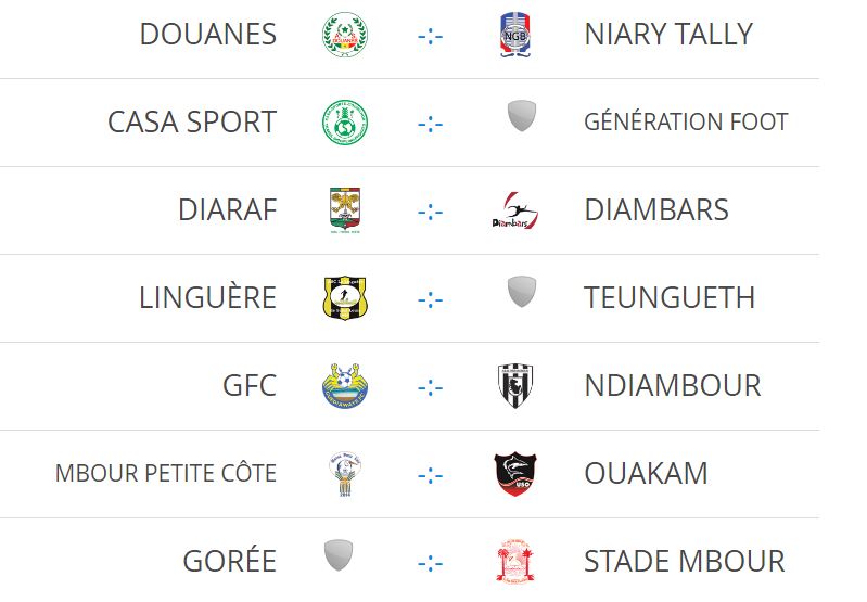 Programme Ligue Sénégal ce week-end